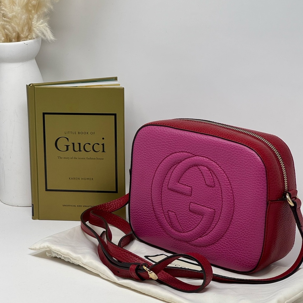 💯 Authentic Gucci Disco Pink and Red Leather Crossbody Bag